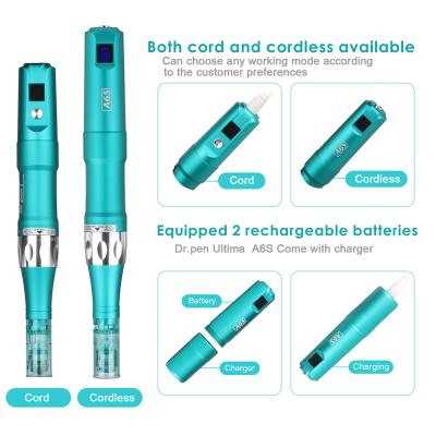 China 2021 Hot Selling Cellulite Reduction Derma Pen A6sMicro Needle Pen Wireless Wrinkle Removal Skin Firming Acne trentment for sale