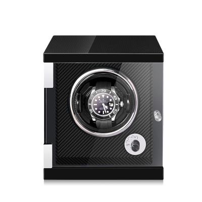 China Super Quiet Motor Watch Winder For Automatic Watches Carbon Fiber Exterior With High Gloss Lacquer Watch Seats Integrated Illumination for sale