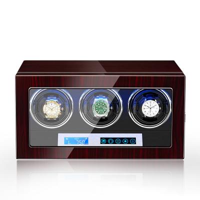 China Super Quiet Motor Watch Winder for Auto Watch Fingerprint Open Watch Pillow Adjustable Screen and Remote Control Built-in LED Illumination for sale