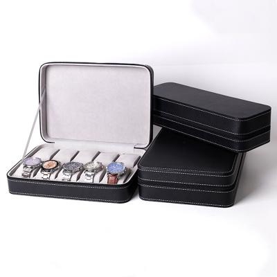 China 6 10 Fashionable 12 Slots Watch Box Travel Zipper Case Collector Storage Portable Jewelry Storage Box (Black) for sale