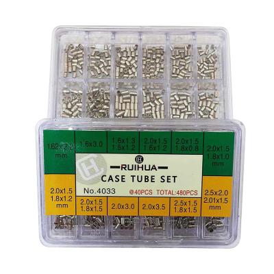 China Durable 480pcs Stainless Steel Watch Case Tube No. Ruihua 4033 set with 12 grids plastic box packing for sale