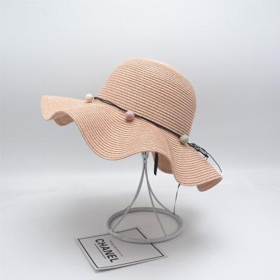 China Beach Customized Women Wide Brim Pearl Summer Sun Hat Beach Straw Hats for sale