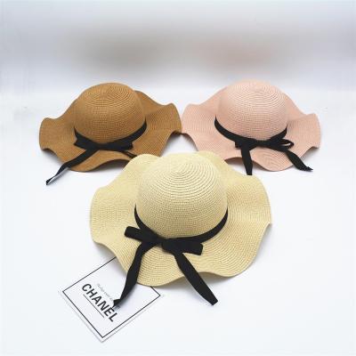 China Wholesale Summer Beach Umbrella Beach Hat Outdoor Ruffles Brim Bowknot Sun Hat Straw Hat for sale