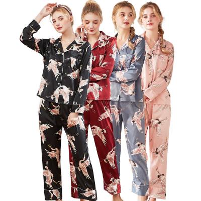 China 2022 QUICK DRY Silk Feeling Long Robe Pajamas Plus Size Women's Sleepwear Pajamas Sleepwear for sale