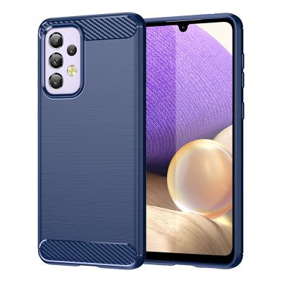 China Hot Selling Shockproof TPU Soft Carbon Fiber Brushed Shockproof Moder Cell Phone Back Cover Popular Case For Samsung Galaxy A32 4G for sale