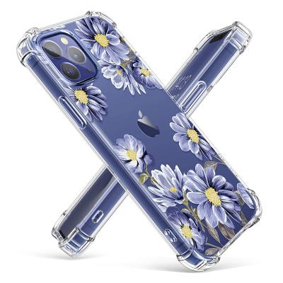 China Clear Floral Case Floral Case Designed For iphone12 pro 6.1 inch 2020 Soft Flexible TPU Shockproof Cover for sale