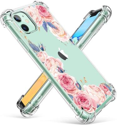 China RicHyun Shockproof Copy For iphone 11 pro Case Flower Soft Floral Shockproof Clear TPU Flexible Pattern Protective Bumper Case for sale