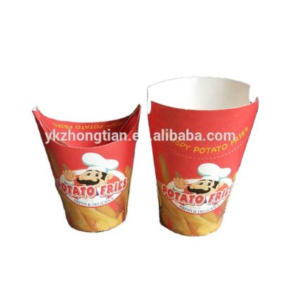 China Disposable 12oz Customized Printed Logo Foldable French Fries Paper Cup For Kids for sale