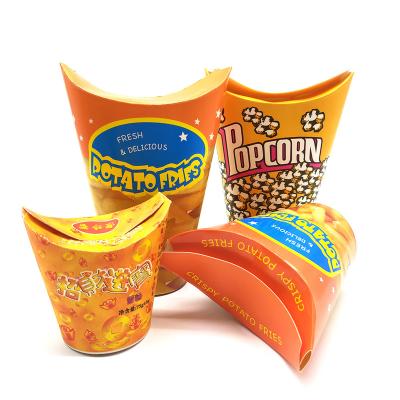 China Wholesale 16oz Disposable French Fries Chips Take Away Kraft Paper Cup Customized Disposable Popcorn Cups With Lid for sale