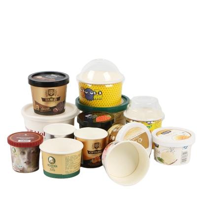 China Disposable Biodegradable Ice Cream Cup Yogurt 16oz Paper 4oz Gelato Paper Cup 3oz Disposable Ice Cream Container for sale