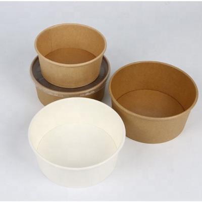 China White Disposable Chinese Paper Salad Bowl Paper Packing Cup Craft Container Bowl Noodle Soup Cups Set With Paper Lid for sale