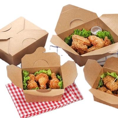 China 1300ml Brown Kraft Paper Salad Box Disposable Hot Sale Grocery Container Customized Paper Boxes for sale