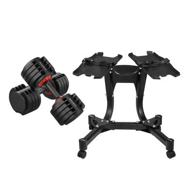 China Hot Selling Home Fitness Durable Standard 10kg 20kg 40kg Gym Adjustable Dumbbells Set With Rack Books Weight for sale