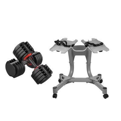 China Hot Selling Home Fitness Durable Standard 10kg 20kg 40kg Gym Adjustable Dumbbells Set With Rack Books Weight for sale