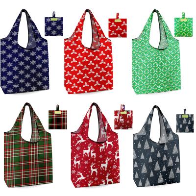 China Wholesale Eco-Friendly Fashion Pocket Eco-Friendly Foldable Ripstop Nylon Bags Polyester Reusable Folding Shopping Bag for sale