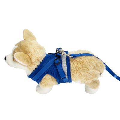 China Padded Pet Dog Accessories Large Dog Rope Harness Durable Breathable Blue Pet Harness Padded Reflective Vest for sale