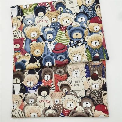 China Stain Resistant Cartoon Teddy Bear Print Twill Cotton Fabric No MOQ Wholesale Low Price For Bedding Set Home Textile DIY Sewing Material for sale