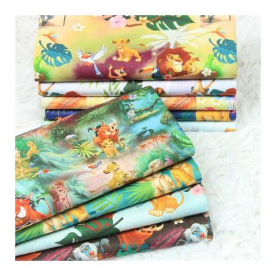 China Wholesale 100% Cotton Woven Fabric Lion King Print Customized Pattern Dropshopping 110g/yard Organic Factory Cartoon Printed Lion King for sale