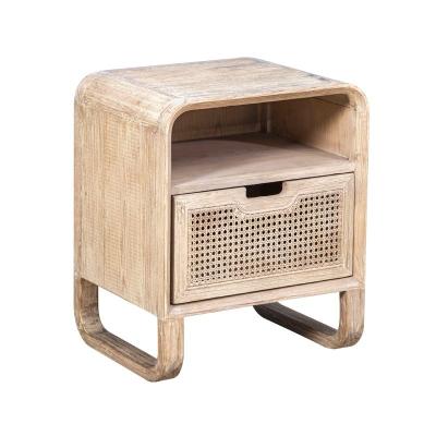 China good quality antique bedroom furniture bedside table natural oak rattan price for sale