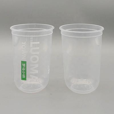 China Single Wall Custom Printed 12oz 16oz 22oz 32oz PP Disposable Clear Juice Cup Plastic Cup U Shape for sale