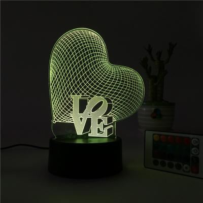 China Valentine's Day EUROPEAN Acrylic Night Light Gift , 3D Small Acrylic Table Lamp for sale