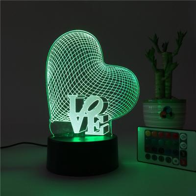 China Valentine's Day EUROPEAN Acrylic Night Light Gift , 3D Small Acrylic Table Lamp for sale