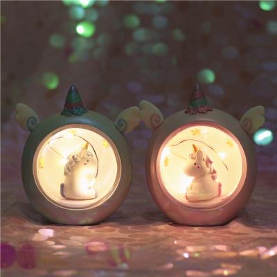 China New Faceted Cover Unicorn Star Lamp Reading Small Night Lamp Girl Heart Wind Gift Ornament Resin Crafts for sale