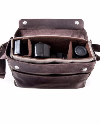 China Leather Camerabag Medium Camera Messenger Bag 33*12*24 cm for sale