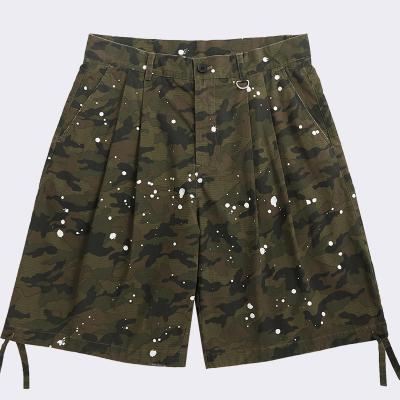 China Custom Made Men's Camouflage Anti-wrinkle Short 2021 New High Street Boy Cool Dots Ink Men Button Down Casual Shorts for sale