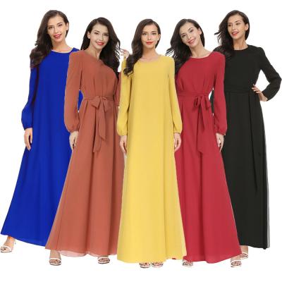 China Abaya Islamic Dress Women Casual Dress Muslim Casual Kaftan Plus Size Dubai Long Maxi Dress Solid Color Robe Longue for sale