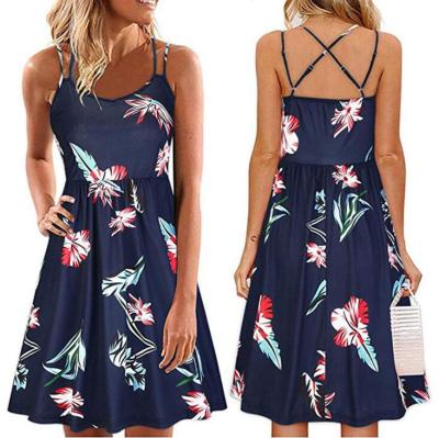 China Wholesale Anti-static Summer Mini Dress Floral Dress Casual Strapless Casual Outfits for sale