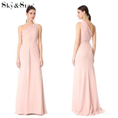 China One Shoulder Elegant Women's Anti-Static Party Evening Dress Pink Dresses Long, Equalizing Maxi Dresses Cocktail for sale