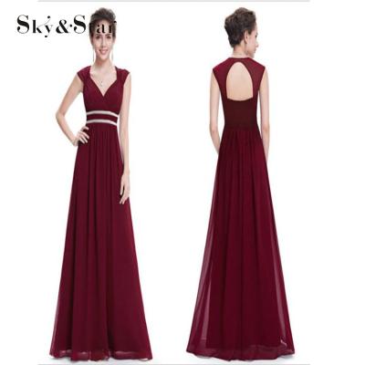 China 2019 Women's Party Prom Dress Bridesmaid Dress Breathable Long V-Neck Formal Dresses Beading Ball Gown for sale