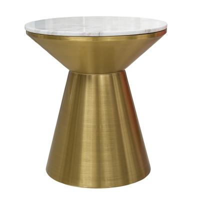 China Coffee Table Drum Shape Stainless Steel Coffee Table Metal Side Marble Top Table for sale