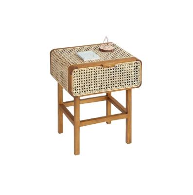 China (Other) Rattan Rattan Small Adjustable Modern Simple Home Living Room Bedside Cabinet Solid Wood Side Cabinet for sale