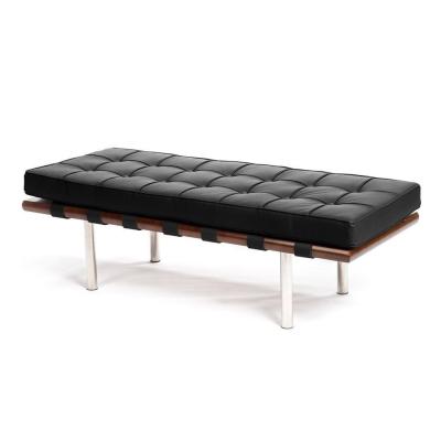 China Real modern long steel wooden rest leather bench for sale