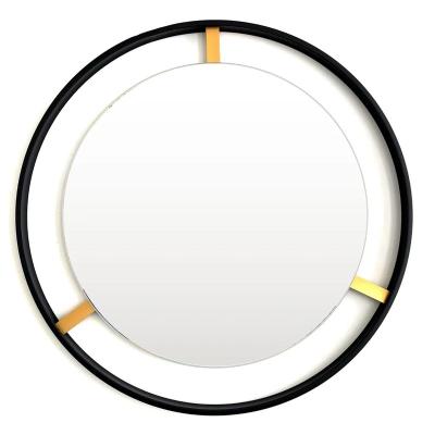 China Amazon Hot Gold Samll Quantity Acceptable Round Shape Black Metal Frame Wall Mirror Decorative for sale