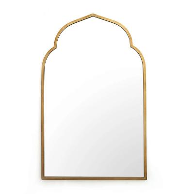 China Samll Quantity Acceptable Large Arched Black Metal Frame Gold Metal Frame Wall/Floor Standing Decorative Mirror Living Room for sale