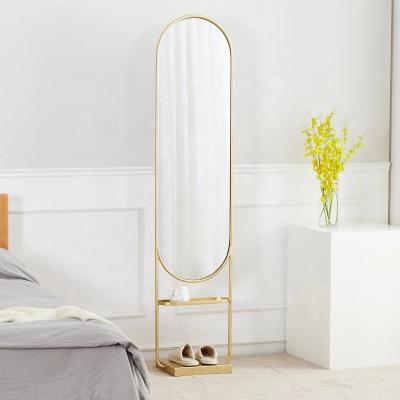 China High Quality Modern Minimalist Decoration Metal Frame Mirror With Shelf for sale