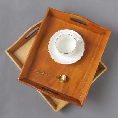 China Simple and fresh solid wooden serving dish restaurant hotel rectangular wooden tea tray home tray retro tray for sale