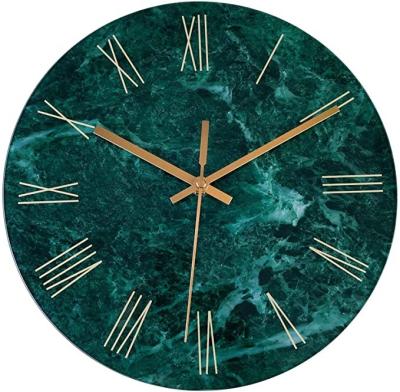 China Factory wholesale modern marble glass 12inches clock for home decorative for sale