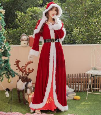 China Plus Size 2021 New Style Christmas Hot Women's High-end Thickened Queen Santa Shawl Dress Bar Christmas Dress for sale