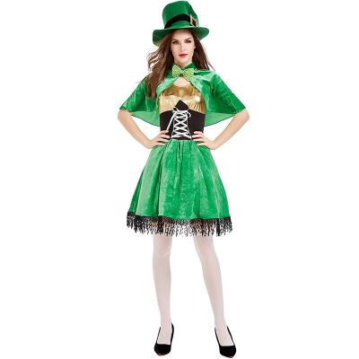 China Beer Costume Women's Oktoberfest Dress Green Plus Size St Patrick's Day Costume for sale