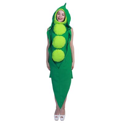 China 100% Polyester Green Hooded Costume Pea Mascot Character Adult Costume For Halloween Carnival for sale