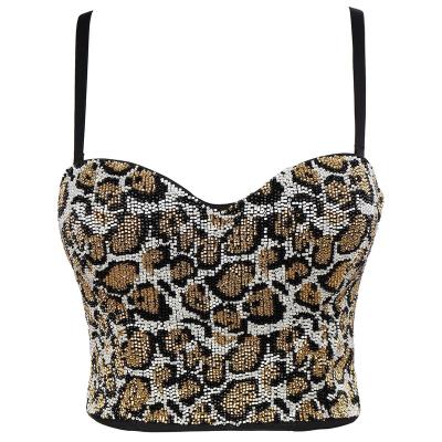 China Women Viable Sexy Crop Top Short Crop Vest Leopard Print Camisole Top Tank Top for sale