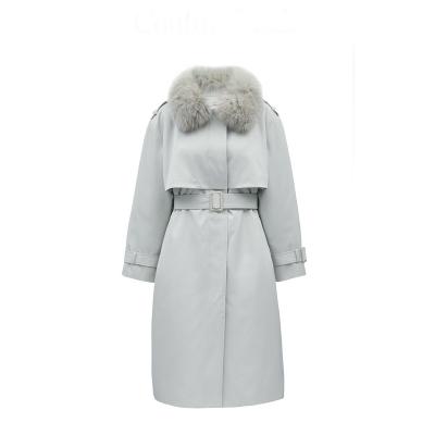 China Winter Factory Direct Outdoor Female Goose Fur Warm Collar Waterproof Long Down Jacket Jacket for sale