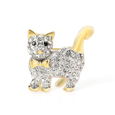 China Newest Top Selling Brass Brooch Pin Women Cat Rhinestone Brooches Jewelry for sale