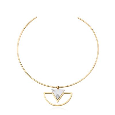 China TRENDY simple style stainless steel choker necklace pendants for women pendants collares pendants jewelry for sale