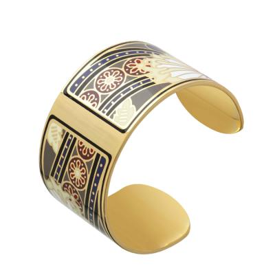 China FASHIONABLE Romantic Gold Color Flower Bangles & Bangles Colorful Copper Bracelet For Women Clap Bracelet Pulseiras Enamel Jewelry for sale