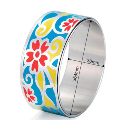 China Trendy Enamel Jewelry Double Layer Bangle 30mm Width Color Design Trendy Bangle For Women Stainless Steel Enamel Jewelry Gift for sale